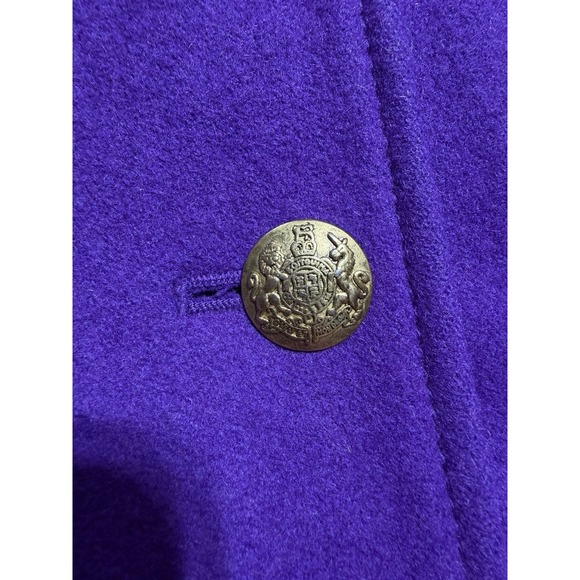 J Crew Pea Coat Double Breasted Purple Wool Gold Button  Jacket Old Money  Sz 4 - Picture 7 of 10